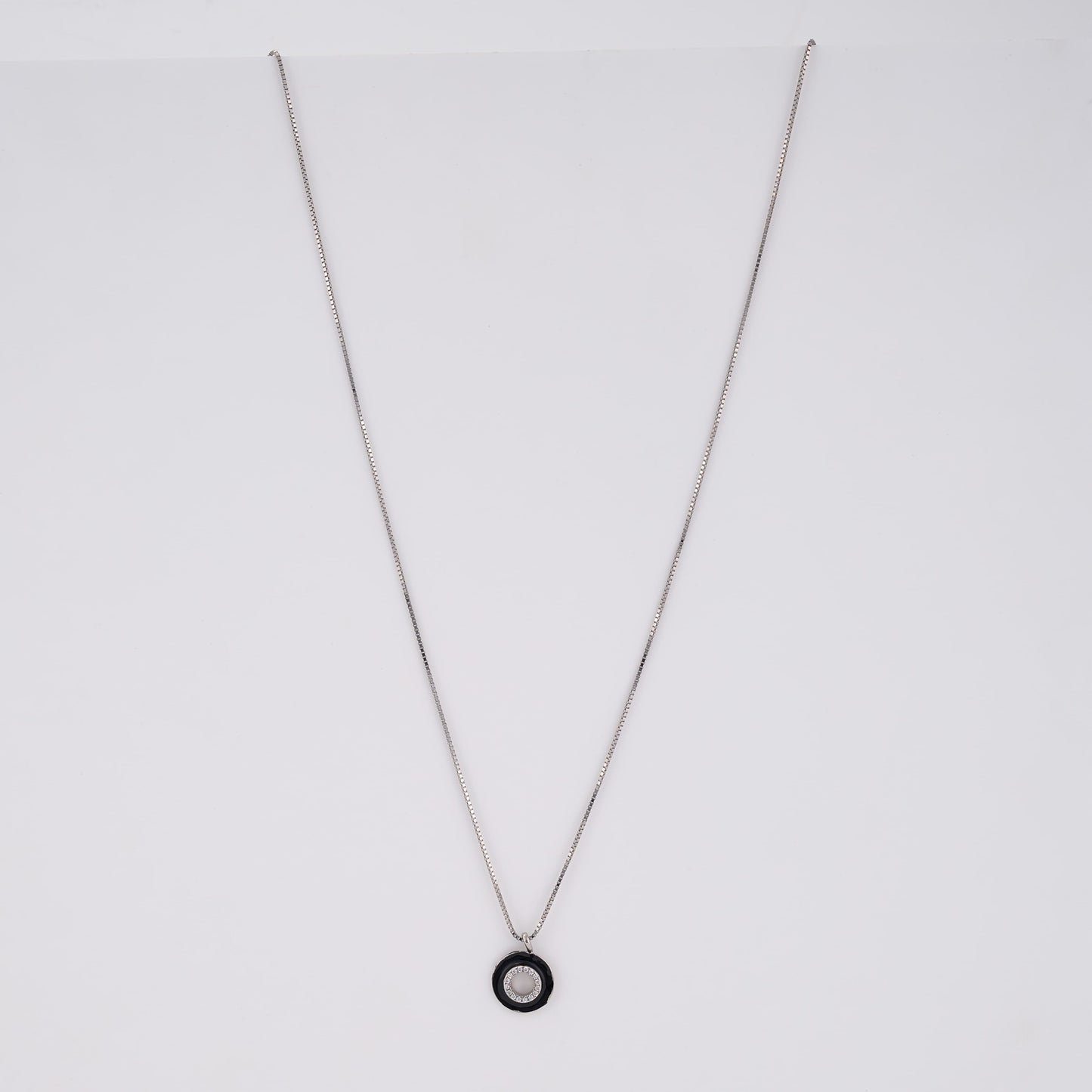 925 Silver Daily Wear Necklace with diamond black pendant