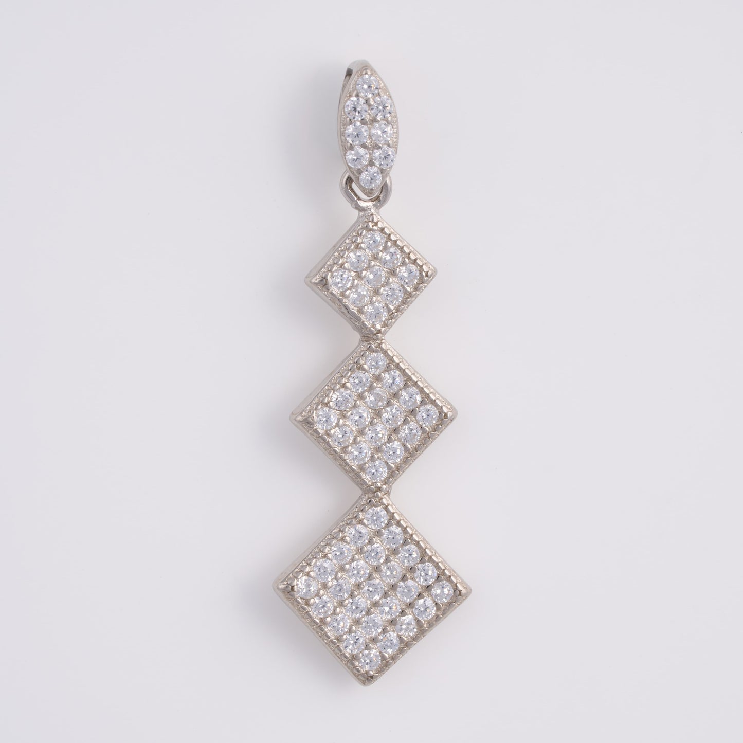 925 Silver Party wear Diamond Pendant Set with earrings
