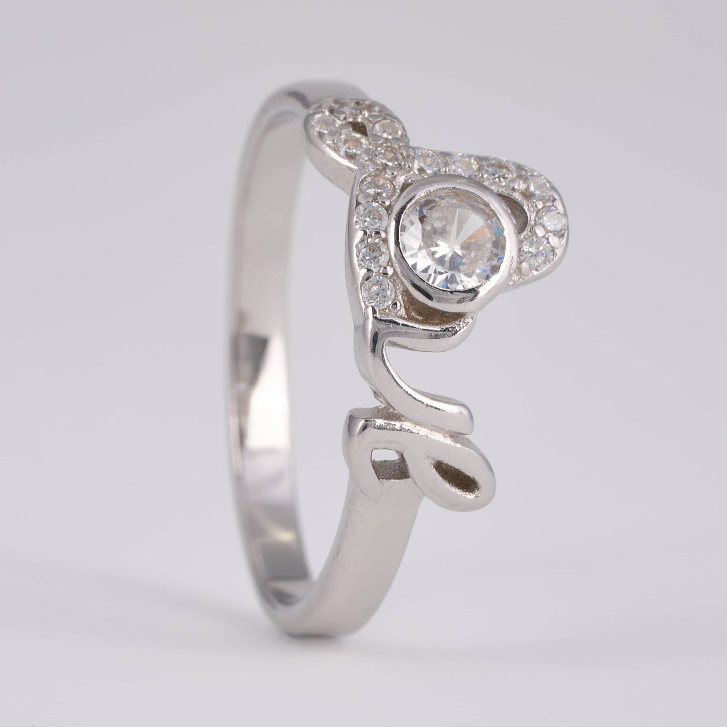 925 Silver Diamond Love Ring