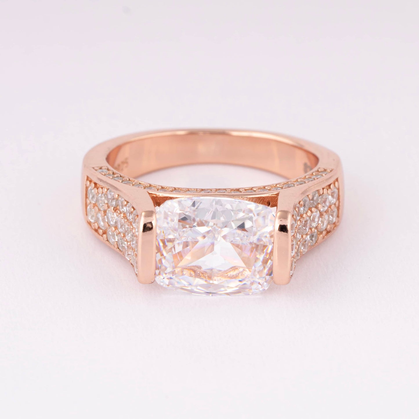 Silver Engagement Ring with Rose Gold