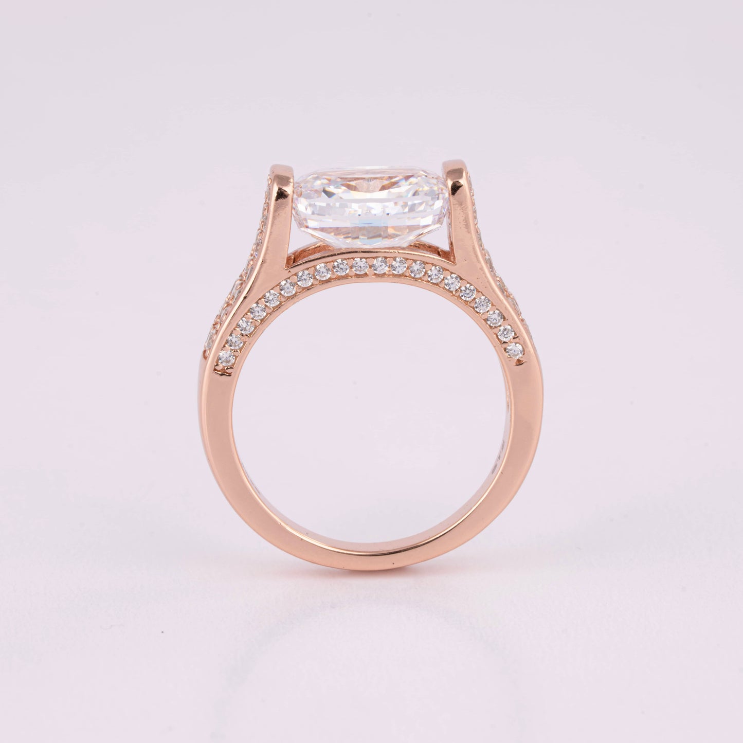 Silver Engagement Ring with Rose Gold
