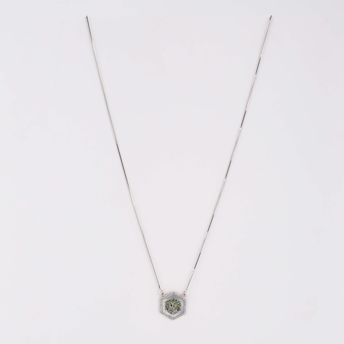 925 Silver Daily Wear Necklace with diamond color pendant