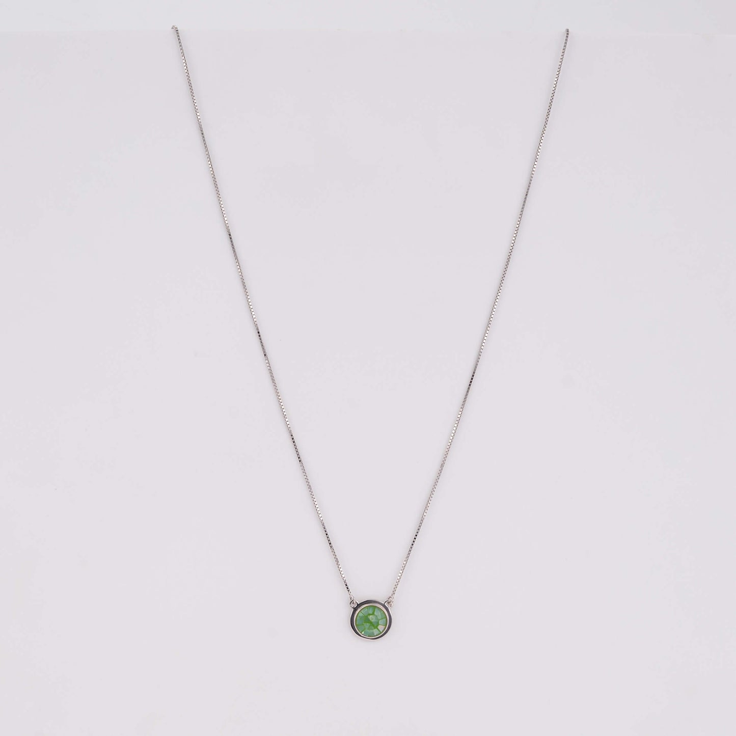 925 Silver Daily Wear Necklace with diamond green color pendant