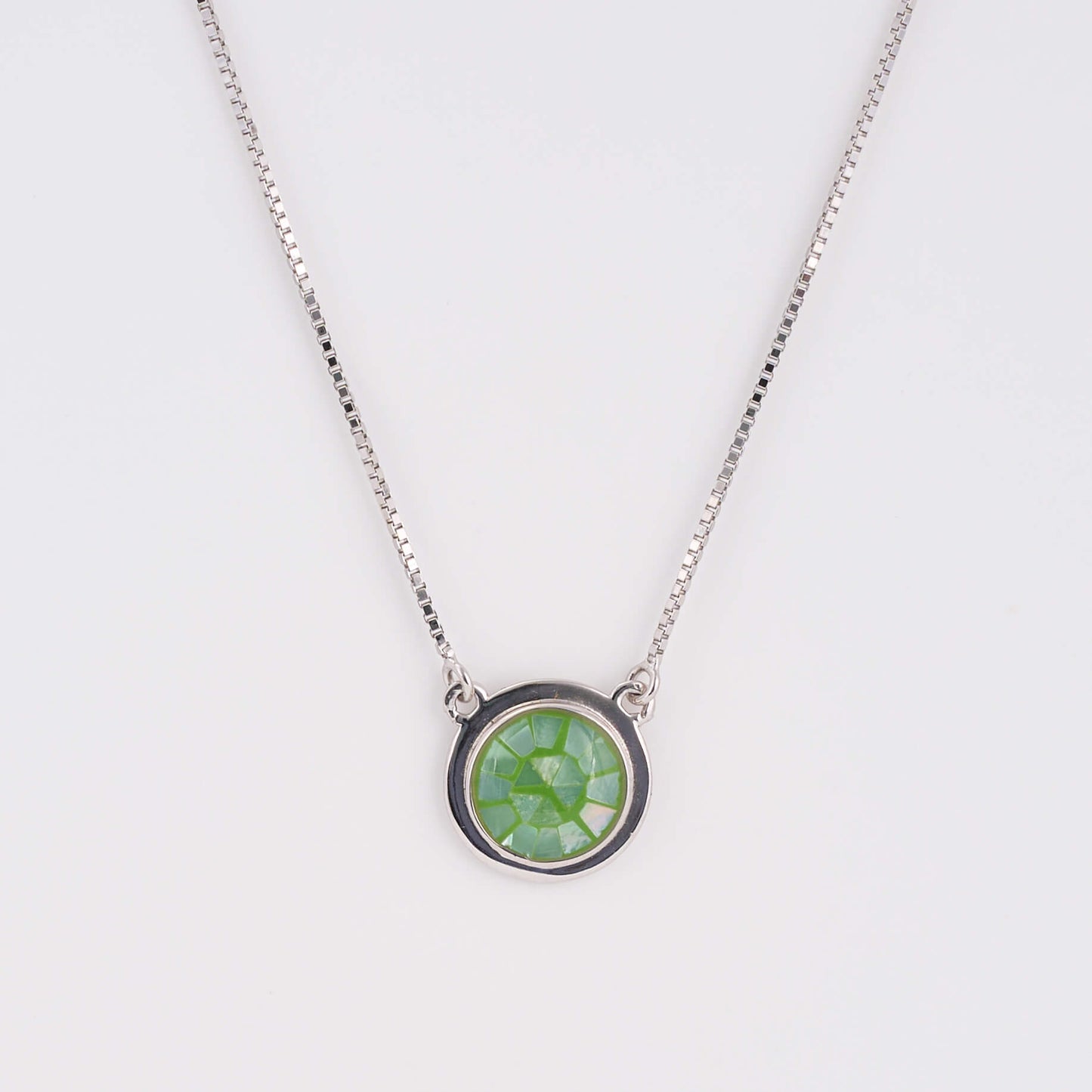925 Silver Daily Wear Necklace with diamond green color pendant