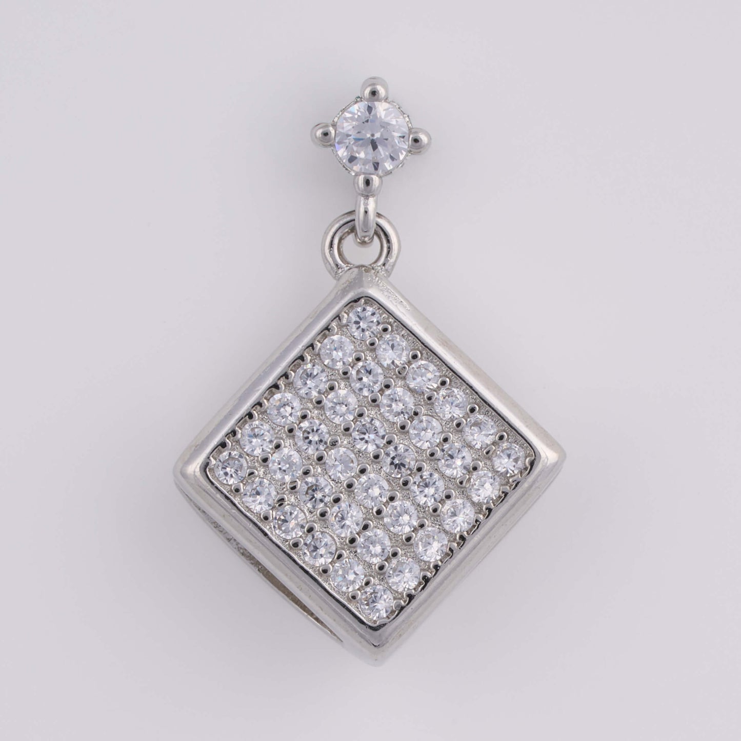 925 Silver Party wear Diamond Pendant Set with earrings