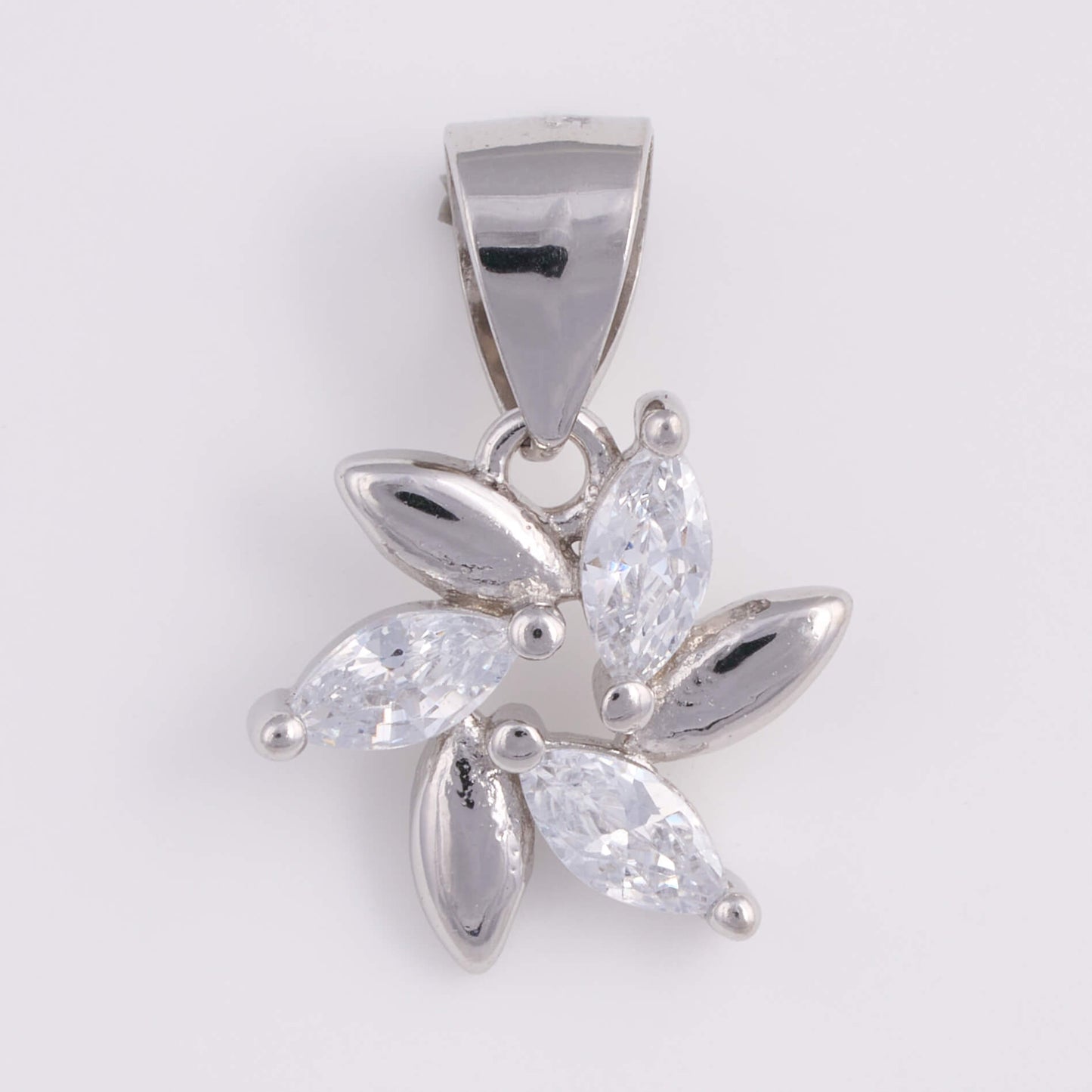 925 Silver Diamond Pendant Set with earrings